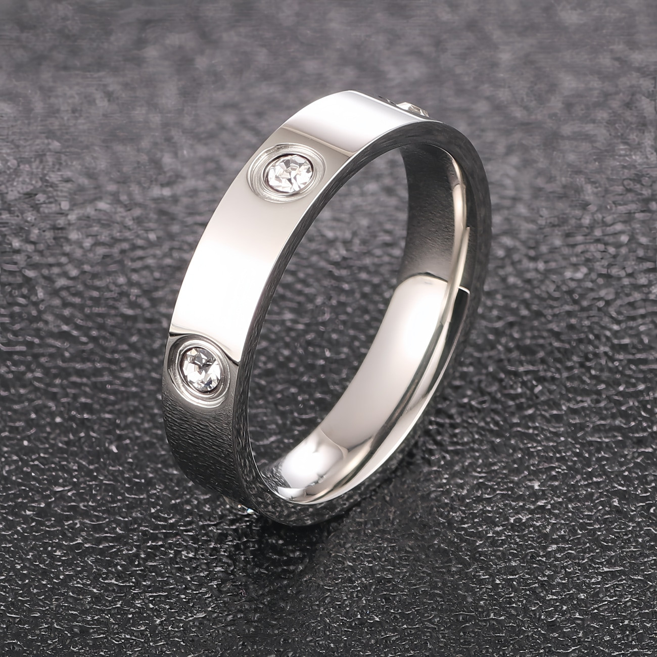 1pc Fashion Cubic Zirconia Encrusted Stainless Steel Full Circle Ring, Stylish Accessory For Men ... | SHEIN