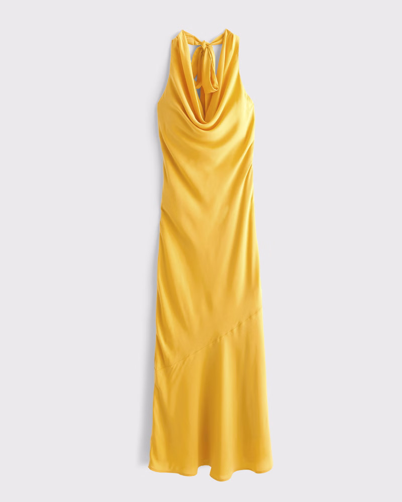Abercrombie & Fitch Women's Cowl Halter Maxi Dress in Yellow - Size XXS TALL | Abercrombie & Fitch (US)