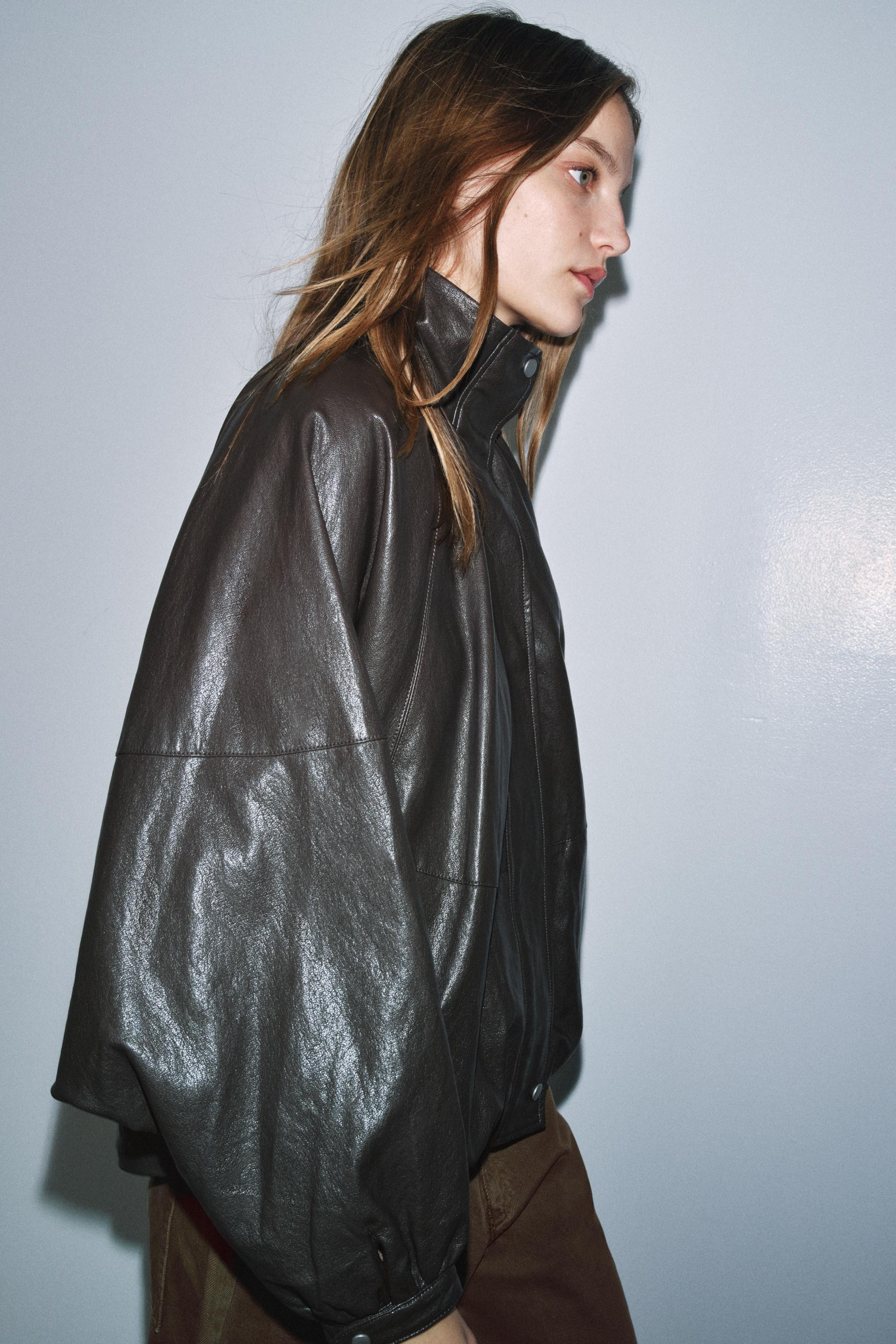 ZW COLLECTION FAUX LEATHER BOMBER JACKET | Zara US