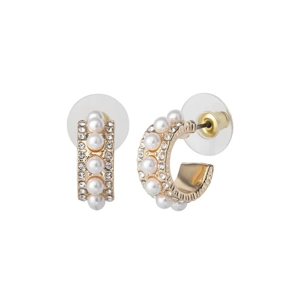 Celebrity Pink Women's Faux Pearl Classic Hoop Earrings | Walmart (US)