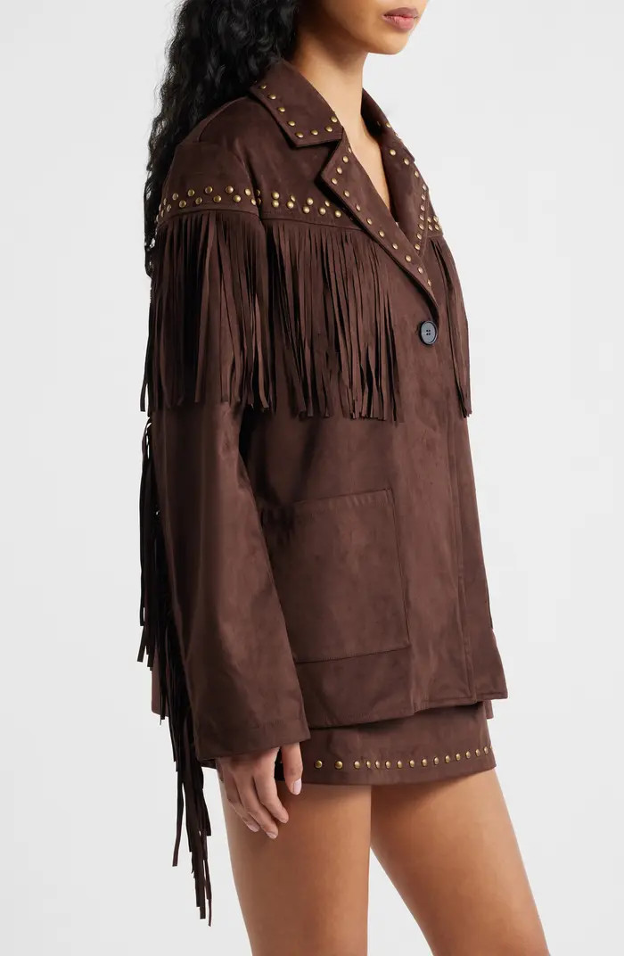 Fringe Detail Faux Suede Jacket | Nordstrom