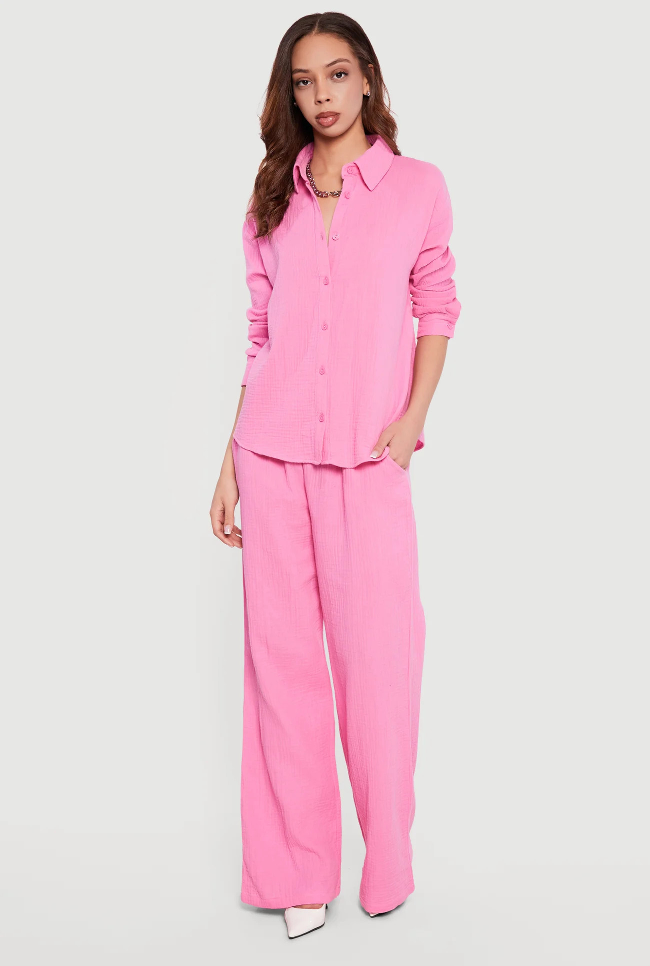 Tie Back Collared Button Front Blouse | Rainbow Shops