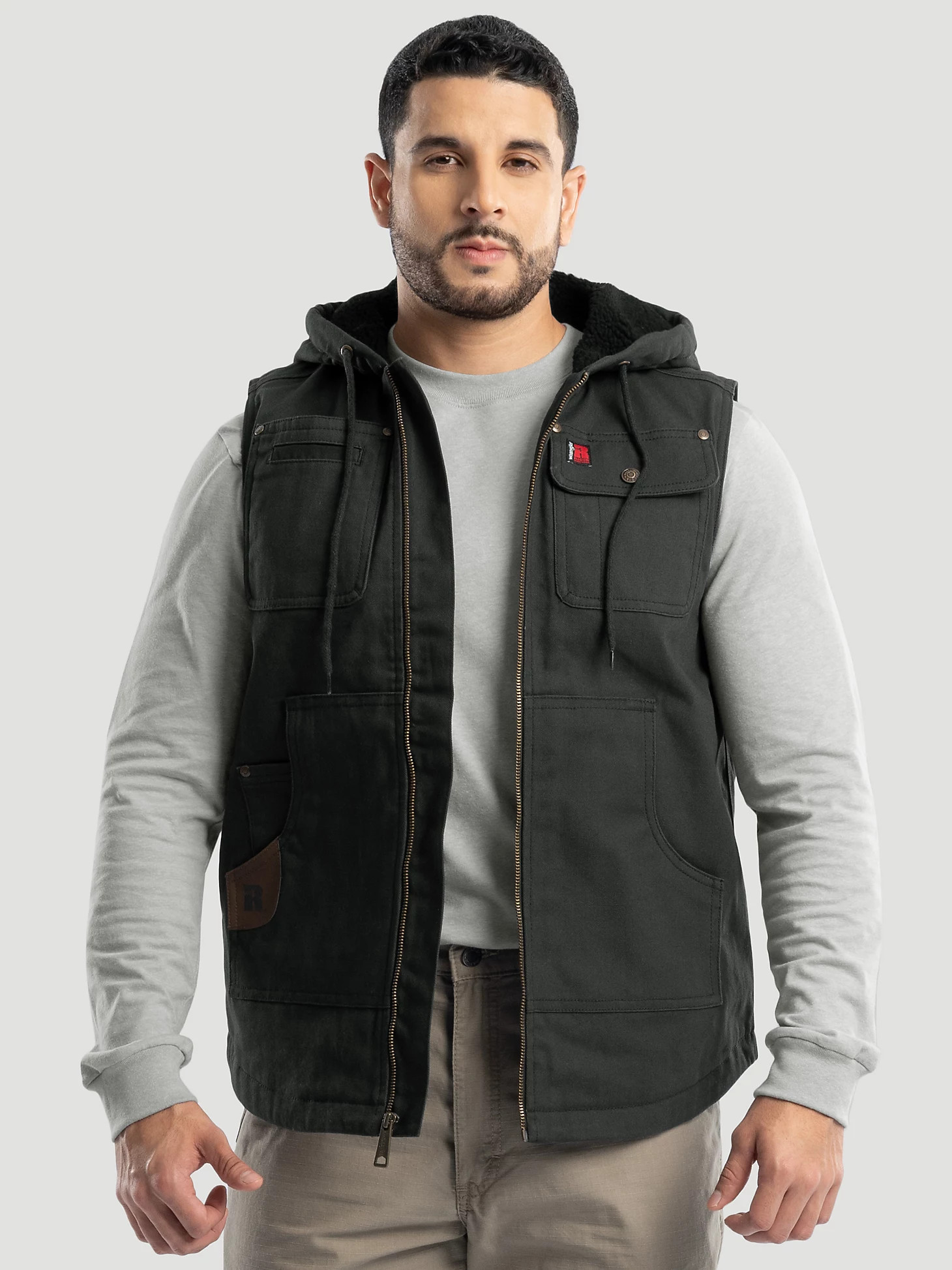 Men's RIGGS WORKWEAR® Hooded Sherpa Lined Vest | Wrangler