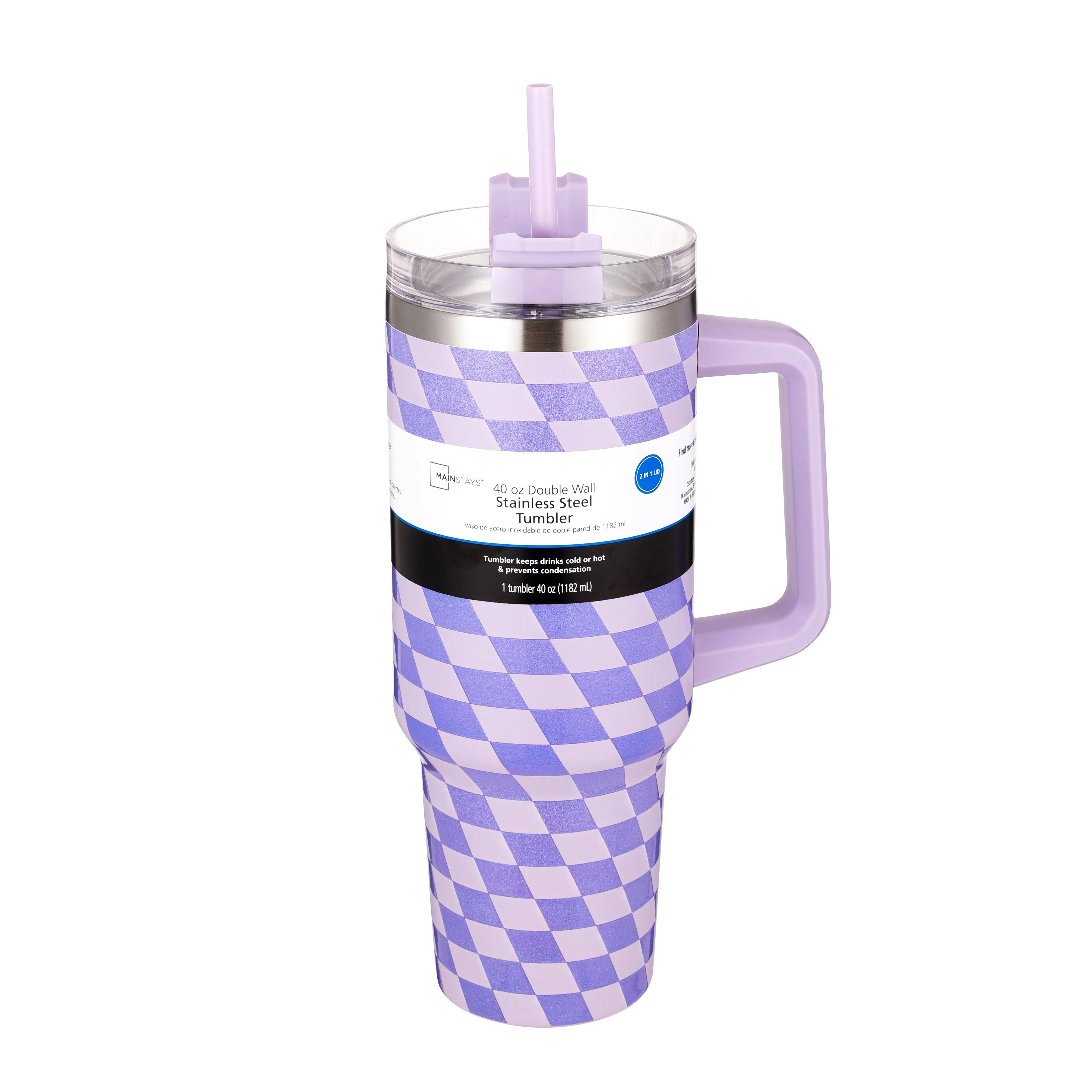 Mainstays 40oz Purple Diamond Pattern Tumbler Stainless Steel Double Wall | Walmart (US)