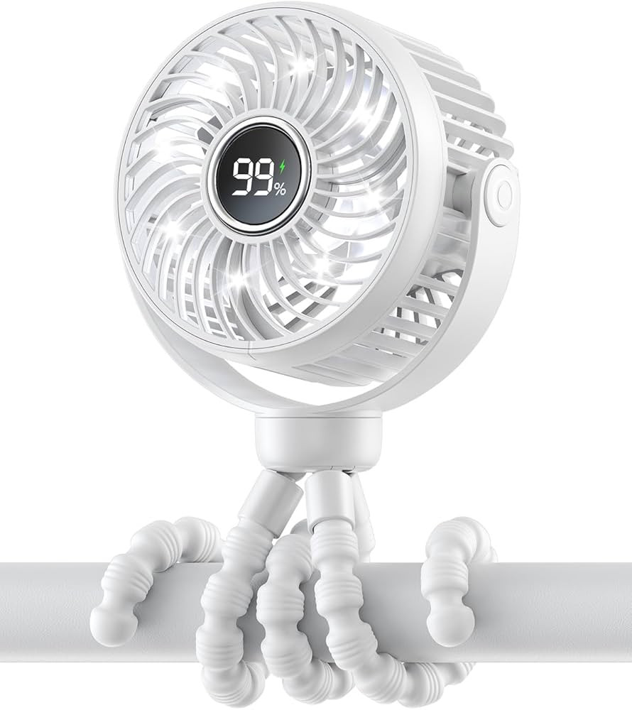 Mini Portable Stroller Fan for Travel,360° Rotation,4-Speed LED Night Light Clip on Fans Operate... | Amazon (US)