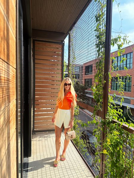 Todays day outfit deets from Amazon Prime event! 

Womens looks. Skort. Skirt. Shorts. Summer outfit look. Ruffle shirt. One shoulder shirt. Orange shirt. amazon fashion. Amazon shoes. Sandals. Purse. Handbag. Affordable bag 

#LTKitbag #LTKFind #LTKstyletip
