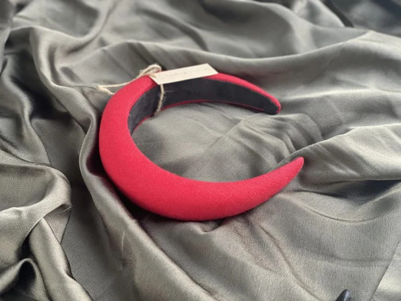 Red Linen Padded Headband, Classic Rounded Hair Accessory - Etsy UK | Etsy (Global)