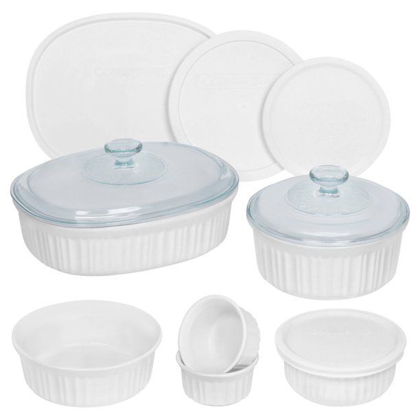 CorningWare French White, Round and Oval Bakeware 12-Piece Set - Walmart.com | Walmart (US)