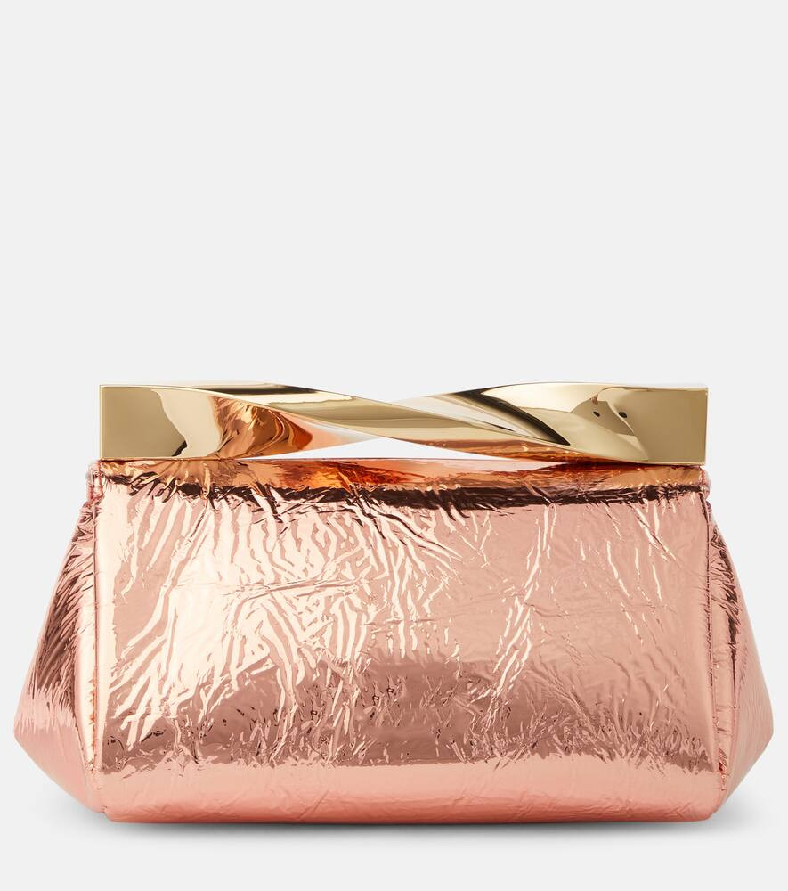Aquazzura Twist Mini metallic leather clutch | Mytheresa (INTL)