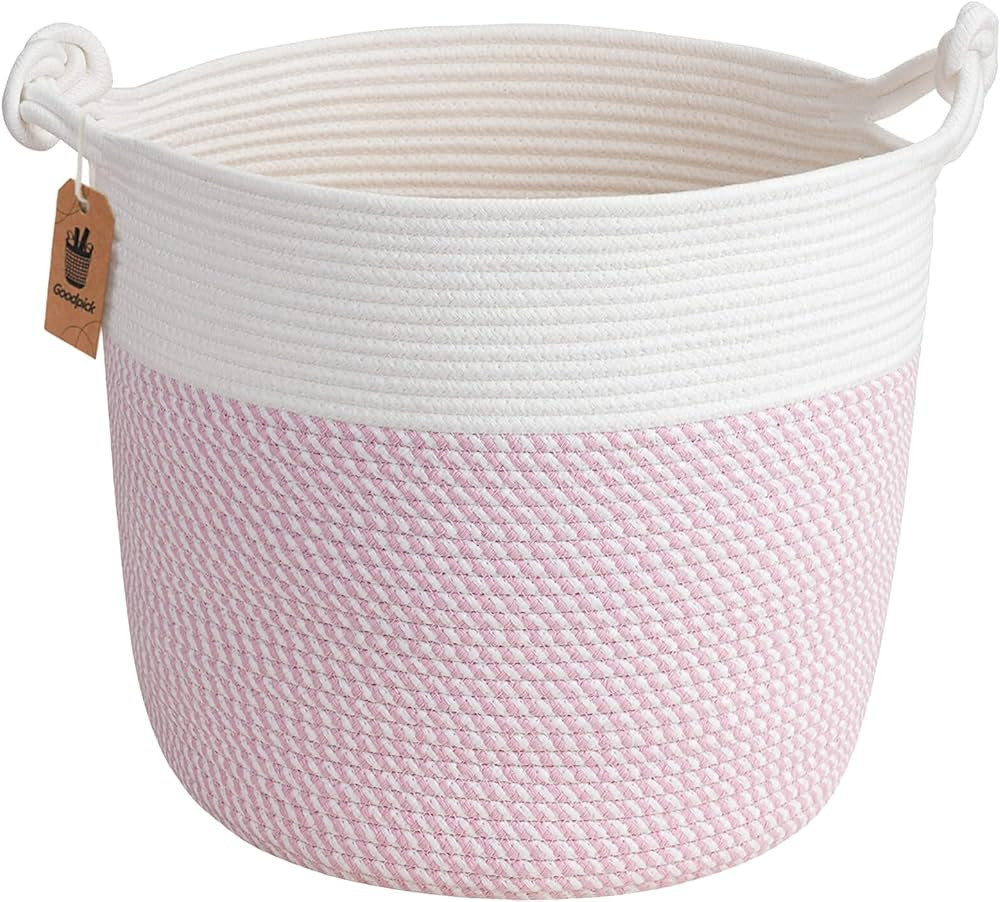 Goodpick Cotton Rope Basket with Handle for Baby Laundry Basket Toy Storage Blanket Storage Nurse... | Amazon (US)