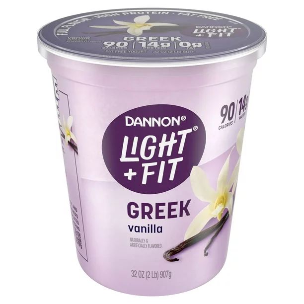 Dannon Light + Fit Gluten Free, Fat Free Vanilla Greek Yogurt, 32 oz Tub | Walmart (US)