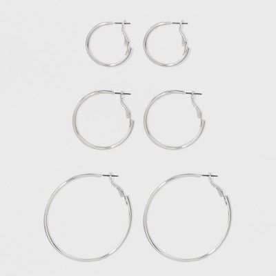 Hoop Earring Set 3ct - A New Day™ Silver | Target