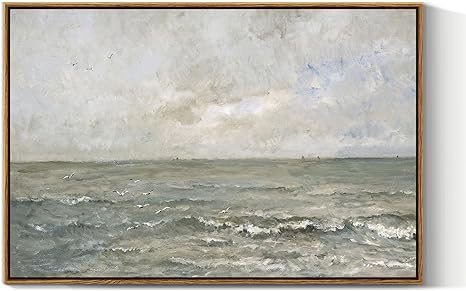 VIYYIEA Ocean Landscape Large Framed Wall Art, Seascape Vintage Paintings Art Decor Aesthetic, Ca... | Amazon (US)