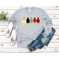 Chicken Shirt, Long Sleeved Tee T-Shirt, Lover Gift, Gift For Chicken Lover, Chickens | Etsy (US)