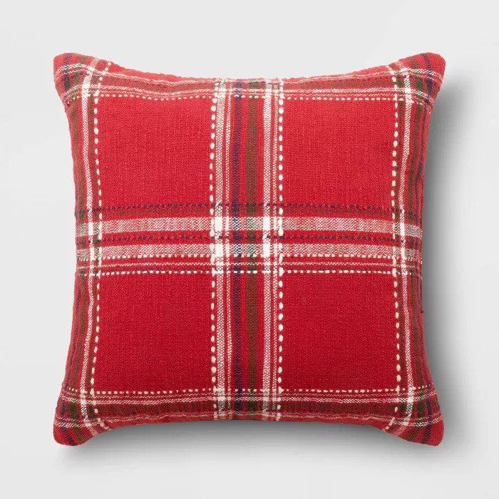 Holiday Woven Plaid Square Throw Pillow - Threshold™ | Target