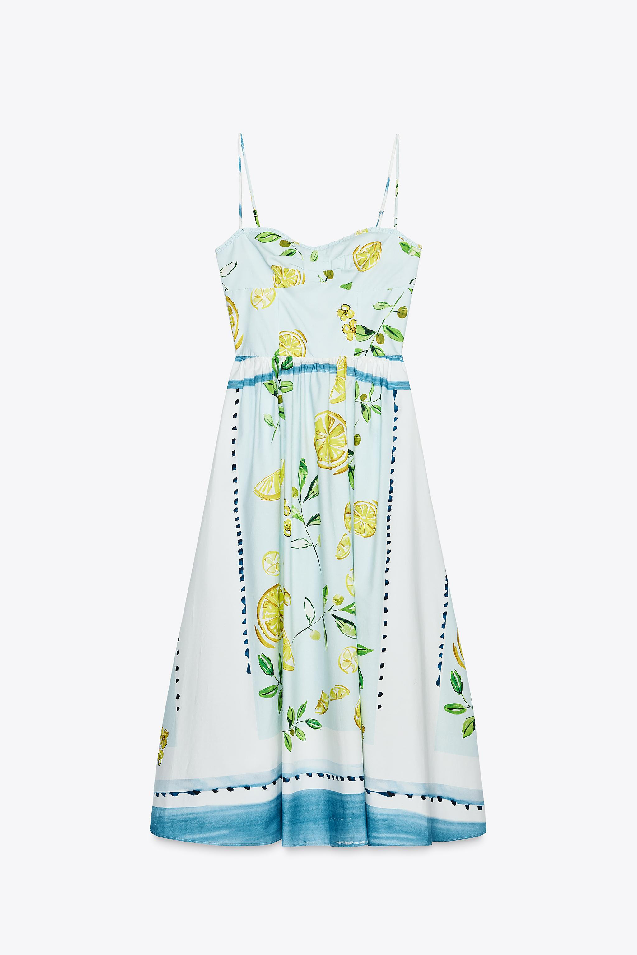 LEMON PRINT POPLIN DRESS | Zara US