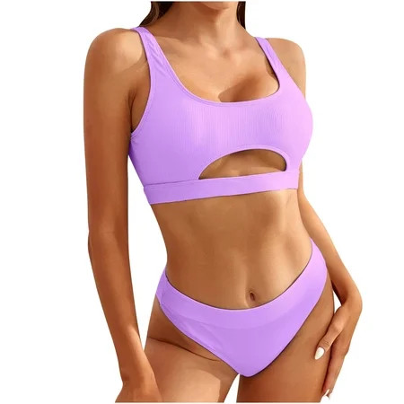 TZNBGO Summer Women s Split Solid Color Skinny Backless Bikini Swimsuit Summer Split Solid Color Thi | Walmart (US)