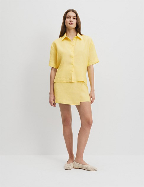 Country Road Organically Grown Linen Short Sleeve Shirt | David Jones | David Jones (Australia & New Zealand)