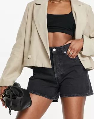 & Other Stories Forever organic cotton denim shorts in washed black | ASOS (Global)