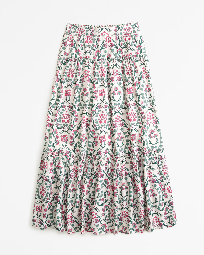 Poplin Tiered Maxi Skirt | Abercrombie & Fitch (UK)