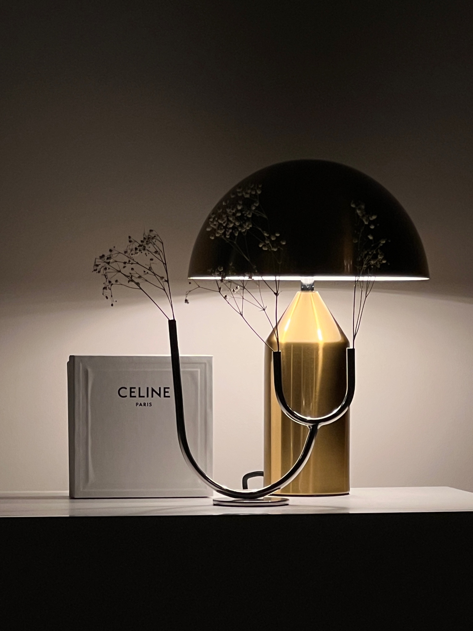 Modern home decor / mushroom lamp / metal vase