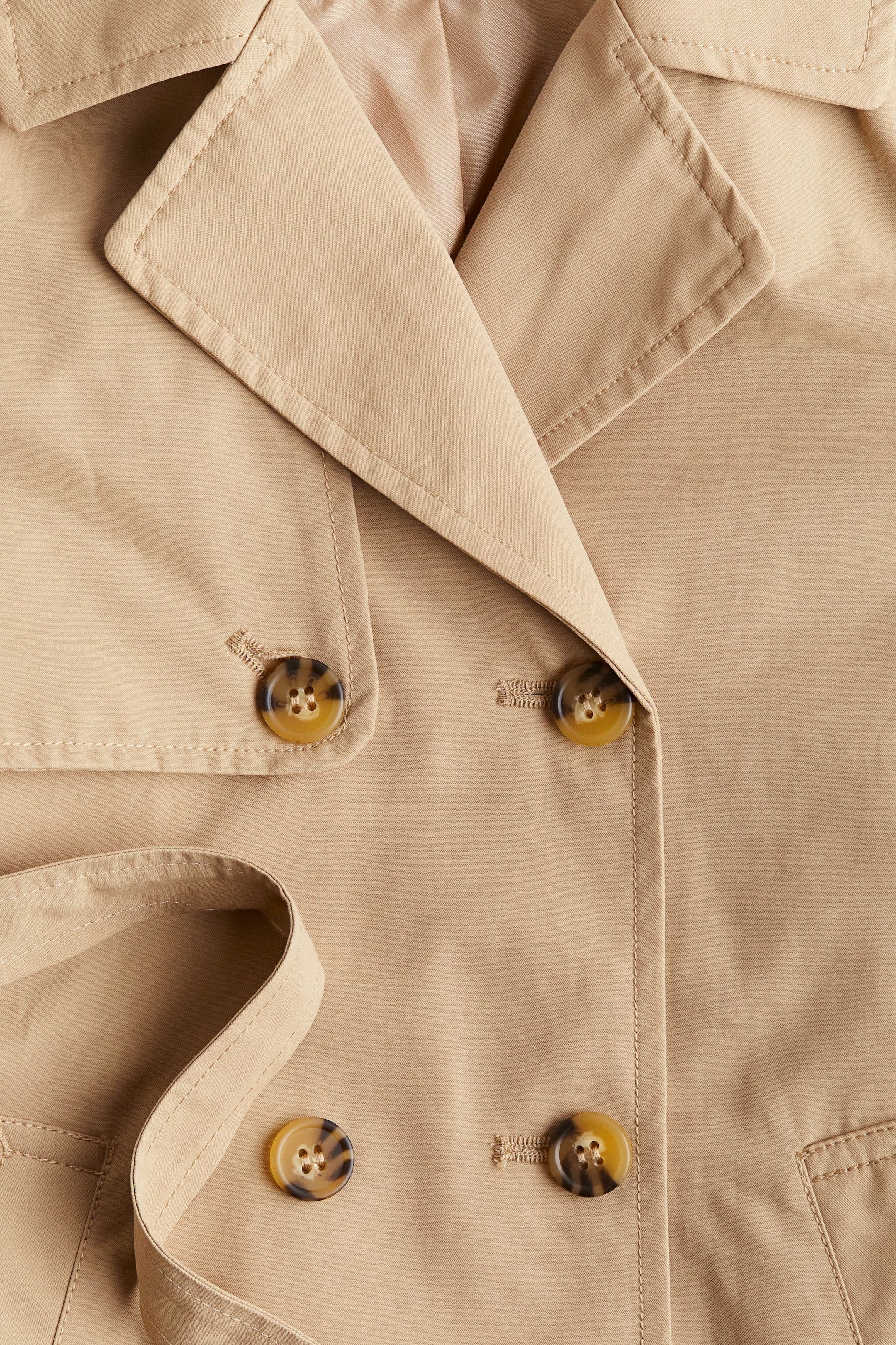 Double-breasted Trench Coat - Long sleeve - Knee-length - Beige - Kids | H&M US | H&M (US + CA)