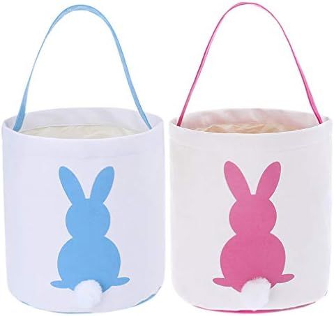 Easter Basket Bags Kids Bunny Tote Bag with Handles for Egg Hunts, Party, Toys, Candy and Gifts | Amazon (US)