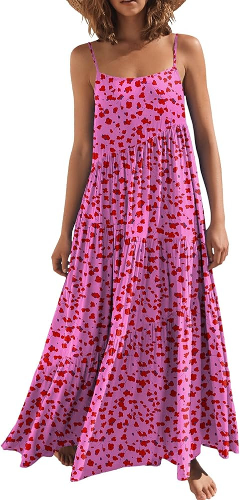 ANRABESS Women Summer Casual Loose Sleeveless Sundress Spaghetti Strap Flowy Boho Linen Beach Vac... | Amazon (US)