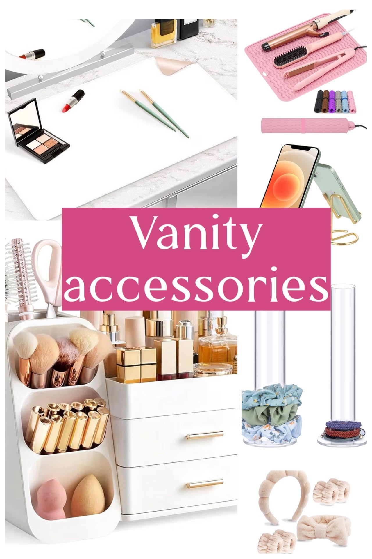 Vanity Accessories That Make Getting Ready So Much Easier ✨

These vanity accessories are the little upgrades that instantly make your space feel more organized, polished, and functional. From heat-resistant silicone mats that protect your vanity from hot tools to makeup mats that catch powder and spills, every piece here is practical and pretty. I also linked the cutest phone stand for hands-free GRWM moments, a drawer-style makeup organizer that keeps brushes, lipsticks, and skincare neatly displayed, plus soft spa headbands and scrunchie holders that keep everything within reach 💕

Whether you’re refreshing your everyday vanity setup, organizing a teen or college dorm space, or shopping thoughtful beauty gifts, these affordable Amazon finds are such easy wins. Perfect for makeup lovers, beauty routines, and anyone who wants a clutter-free vanity that still looks aesthetic ✨

vanity accessories, makeup organization, vanity organization ideas, beauty room essentials, makeup storage solutions, heat resistant mat for vanity, makeup mat for vanity, acrylic makeup organizer, phone stand for desk, spa headband set, scrunchie holder, amazon vanity finds, beauty gift ideas, vanity must haves, vanity desk accessories, stocking stuffers, gifts for teen girls 

#LTKselfcare #LTKBeauty #LTKGiftGuide