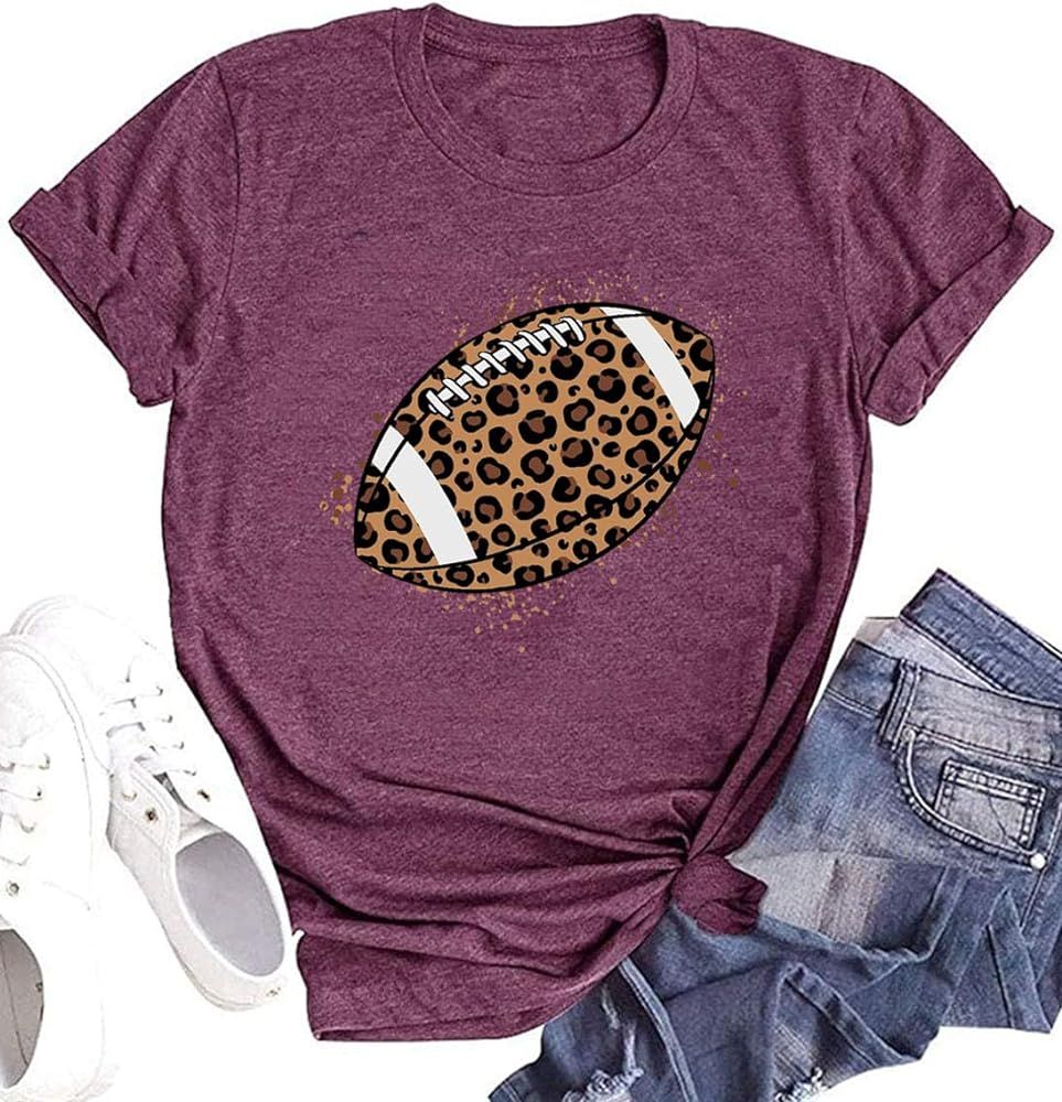 Game Day Football Shirt Women Cute Football Season Graphic Tee Sports Mom T-Shirt Tops | Amazon (US)