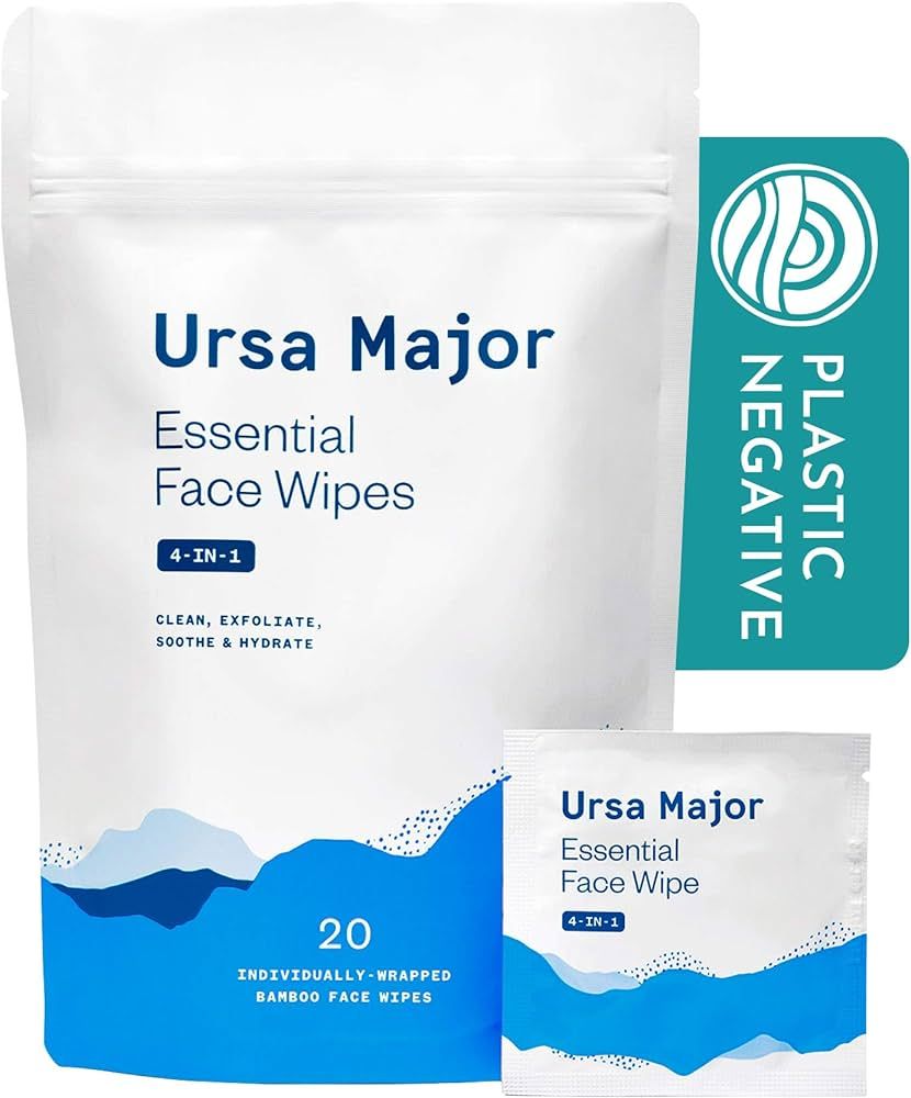 Ursa Major Essential Face Wipes | Natural, Biodegradable, Cruelty-Free | Cleanse, Exfoliate, Soot... | Amazon (US)