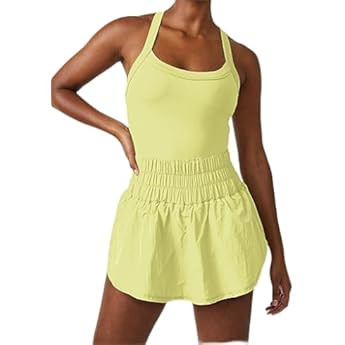 KAMOEUR The Way Home Skortsie Tennis Dress with Shorts Underneath, Sleeveless Workout Athletic Dr... | Amazon (US)