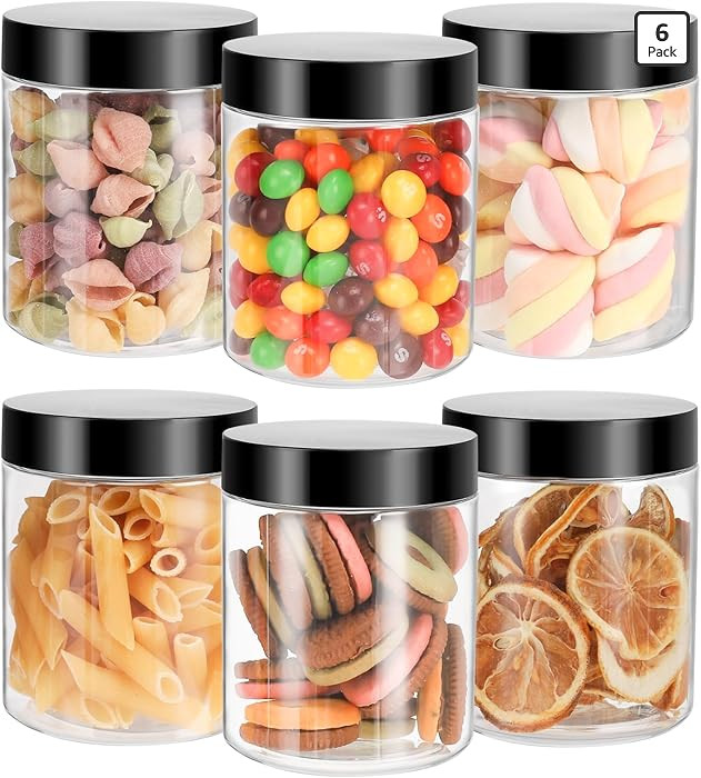 Mfacoy 6 Pack Plastic Jars with Lids, 8 oz Clear Storage Container, Leakproof Plastic Mason Jars,... | Amazon (US)