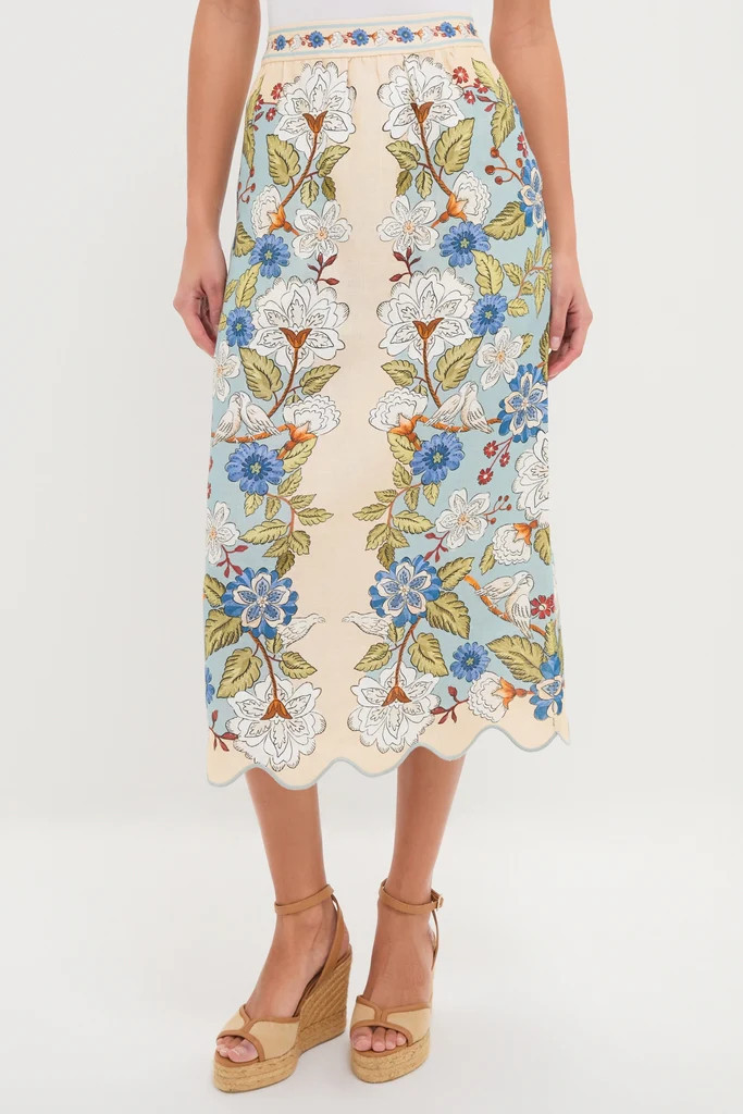 Garden Scarf Blue Midi Skirt | Tuckernuck (US)