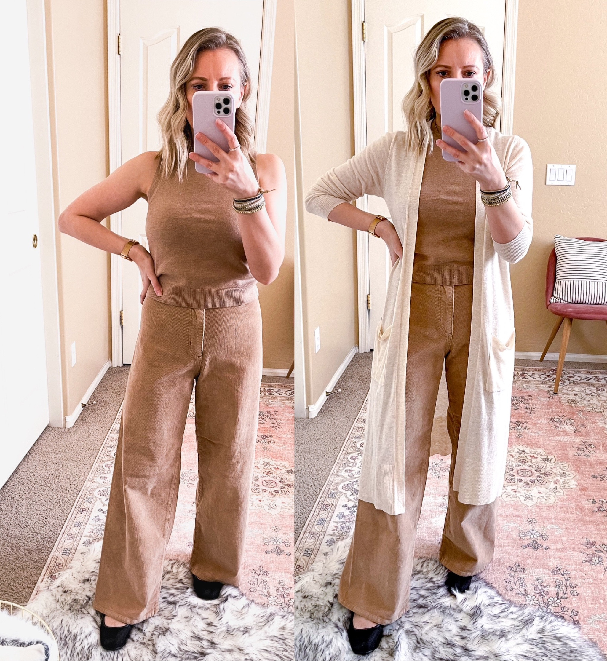 Neutral Target outfit idea. Pants, sweater tank top and cardigan are 30% off now thru 10/12. Wearing 2 in pants. Cardigan is an older version of the one I linked, they pretty much look the same. Tank top is my favorite. Great length for petites. 







Target Circle week, target sale, fall outfit, Women's High-Rise Corduroy Sailor Wide Leg Ankle Jeans - Universal Thread, Target sailor pants, wide leg jeans, neutral outfit, monochromatic outfit #LTKxTarget 

#LTKSaleAlert #LTKVideo #LTKFindsUnder50 #LTKStyleTip #LTKSeasonal