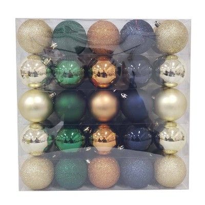 50ct Copper Christmas 70mm Ornament Set Emerald &#38; Gold - Wondershop&#8482; | Target