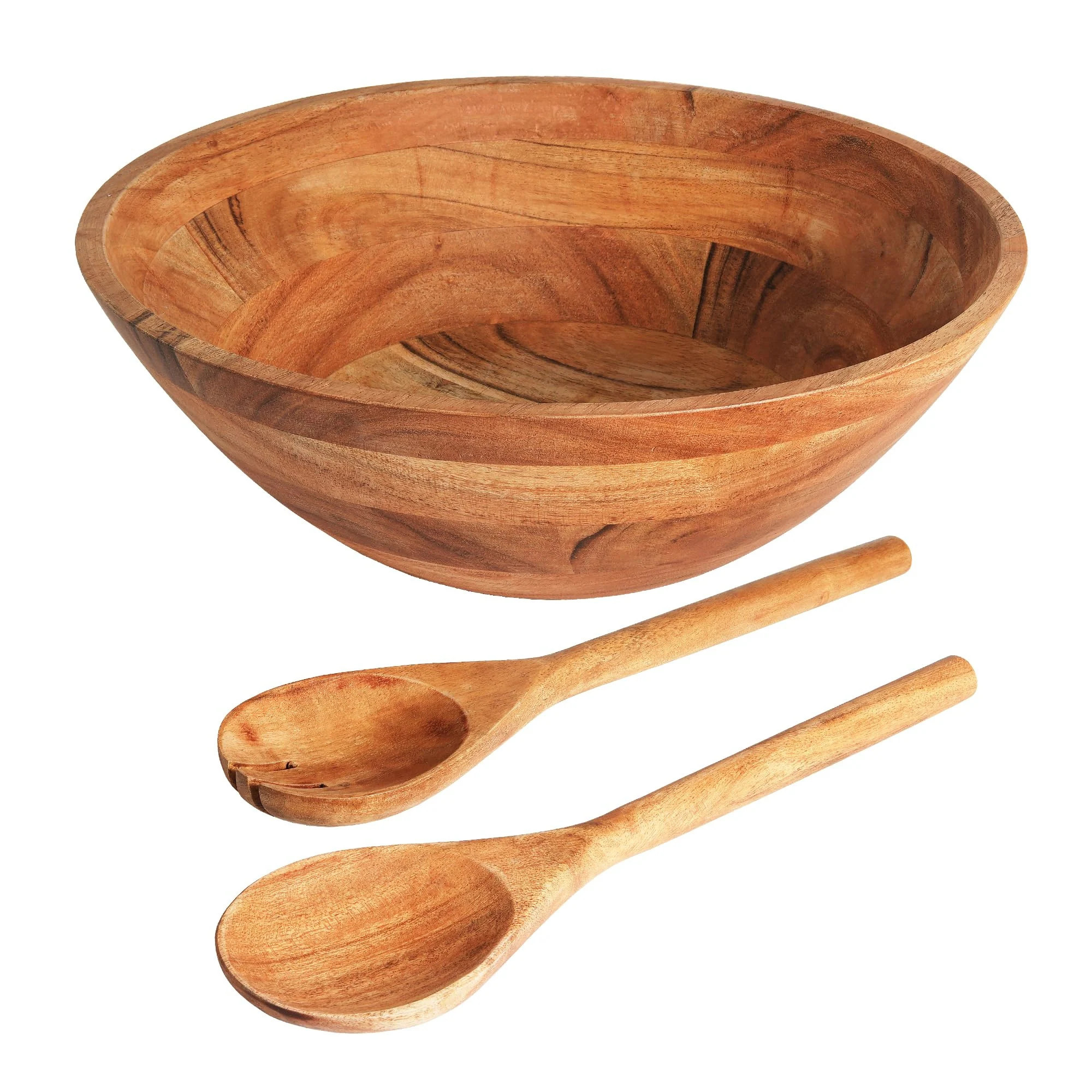 Wooden Salad Bowl Set - Food Safe & Sustainable Decorative Bowl - Wood Bowl for Fruits & Salads | Bed Bath & Beyond