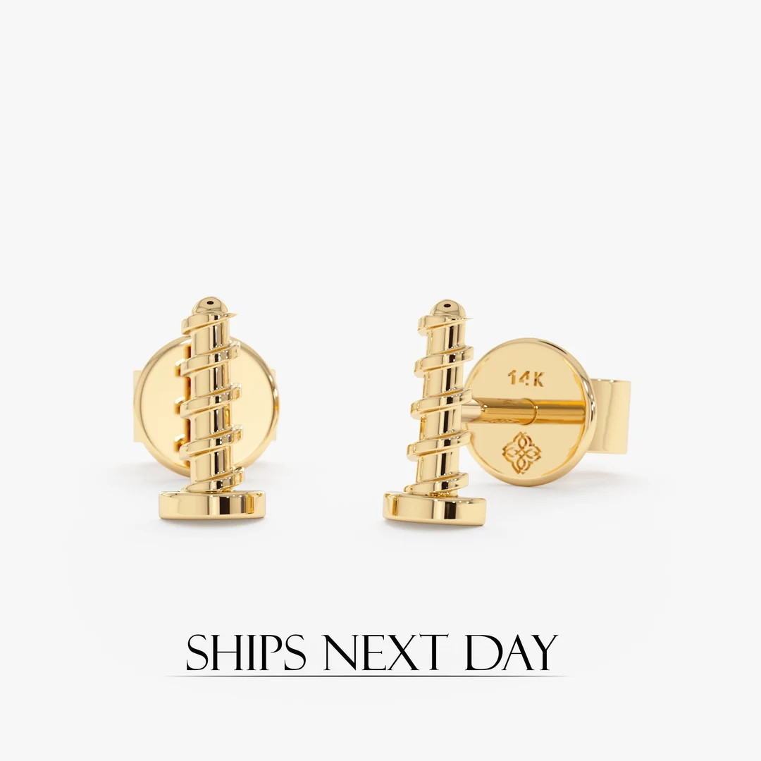 14k Solid Gold Screw Studs, Tragus Earrings, Cartilage Earrings, Small Gold Earrings, Cute Stud E... | Etsy (US)