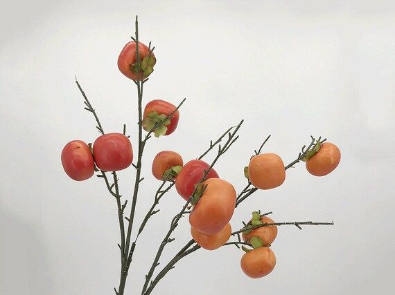 Artificial Persimmon Branch Realistic Fruit Stem Autumn - Etsy | Etsy (US)