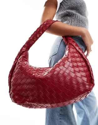 Glamorous woven oversized shoulder bag in dark red | ASOS (Global)