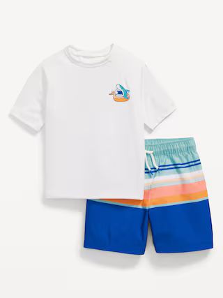 Graphic Rashguard Swim Top &amp; Trunks for Toddler Boys | Old Navy (US)