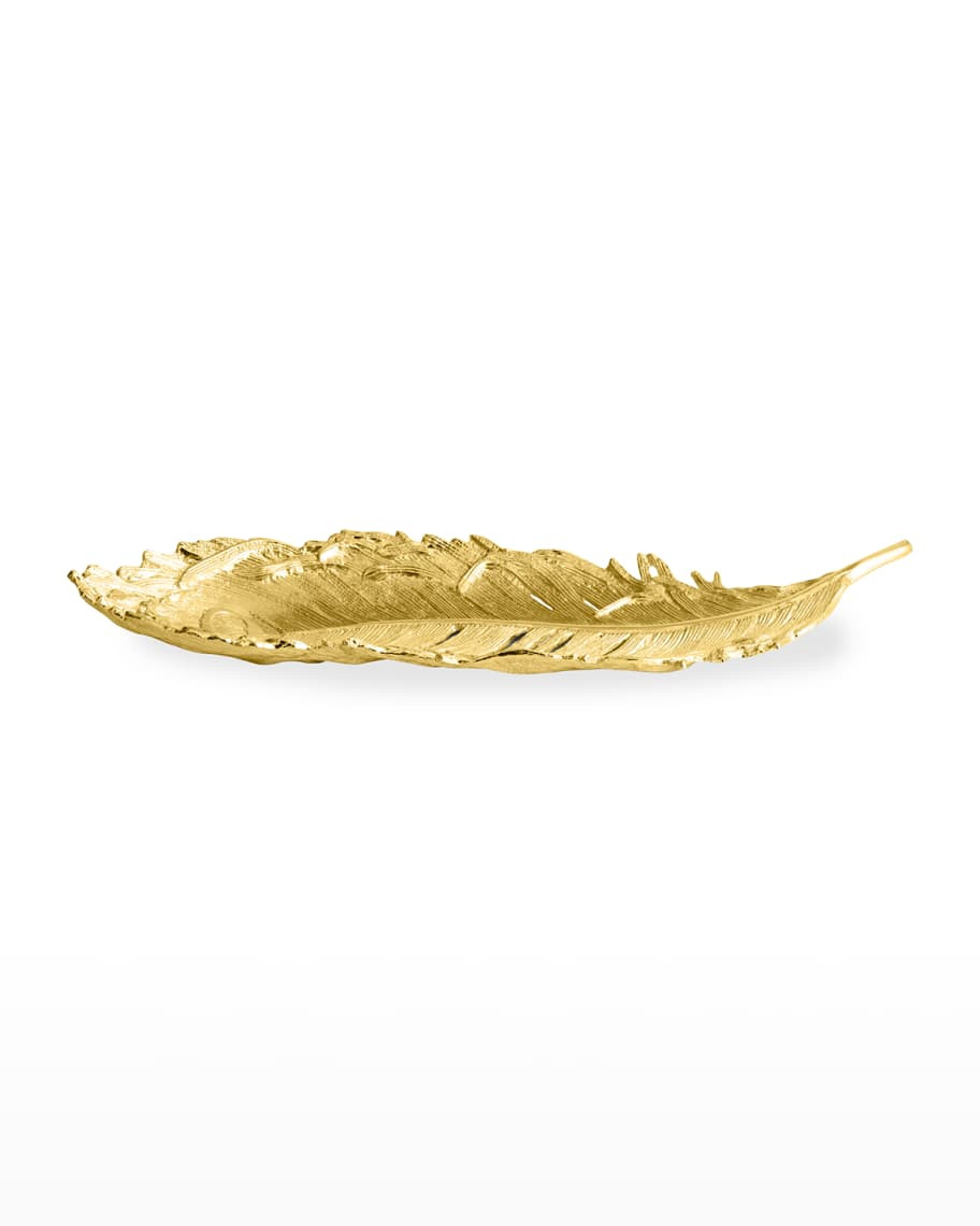 Plume Feather Tray - Golden | Horchow
