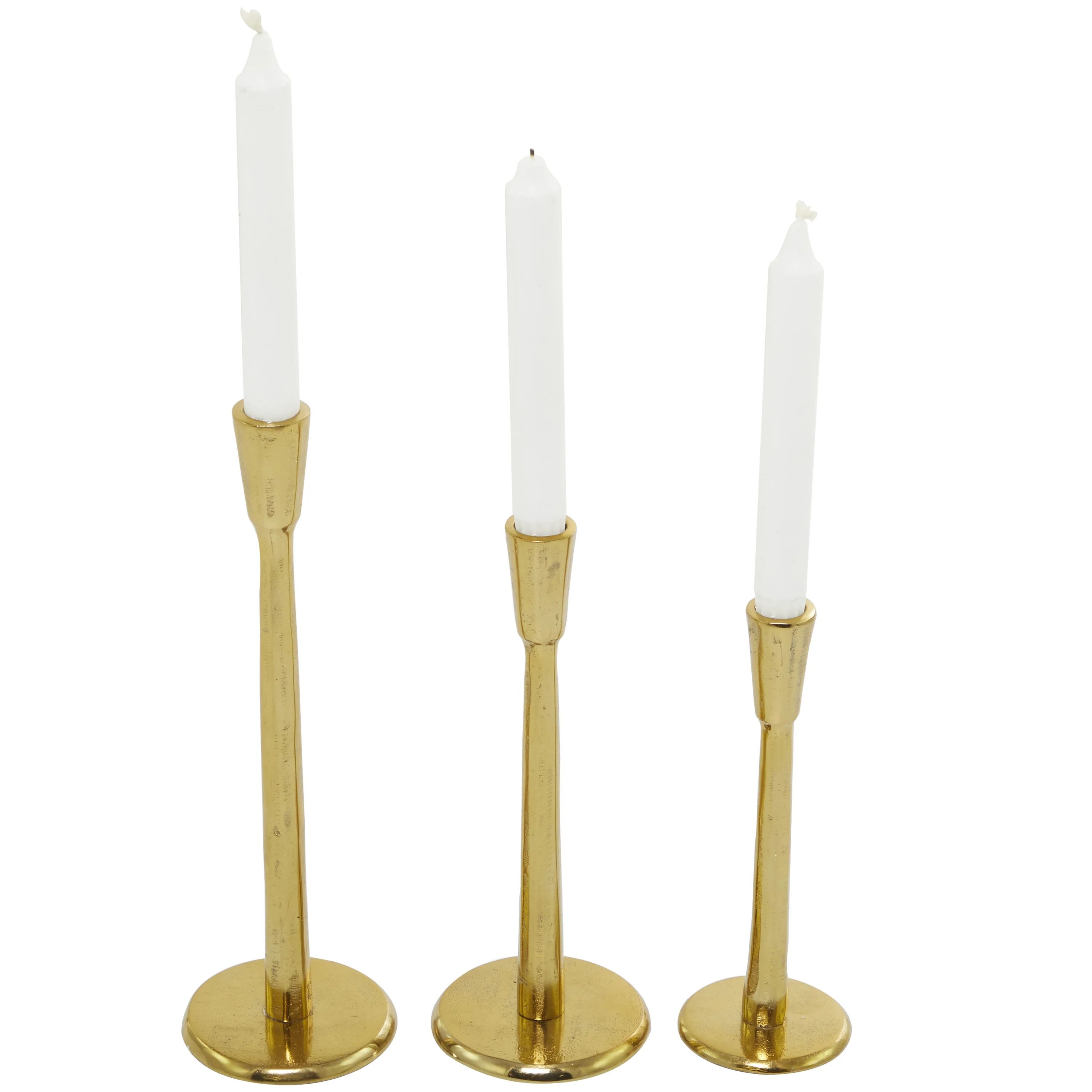 The Novogratz 3 Candle Gold Aluminum Metal Tapered Candle Holder, Set of 3 | Walmart (US)