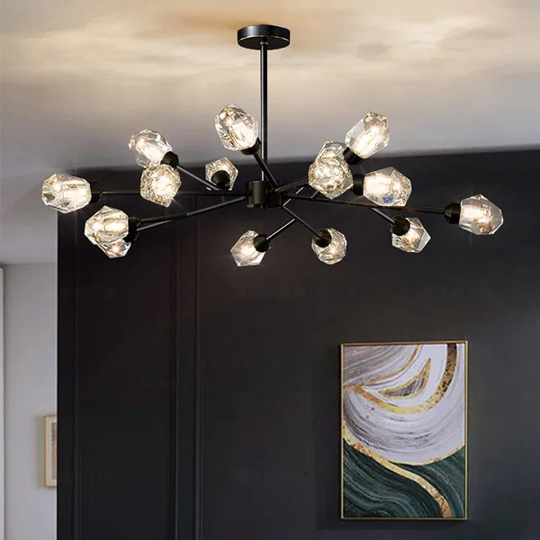 15 - Light Crystal Dimmable LED Sputnik Modern Linear Chandelier | Wayfair North America