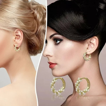 Baycosin Pearl Hoop Earrings For Women Lightweight Pearl Hoops For Girls | Walmart (US)