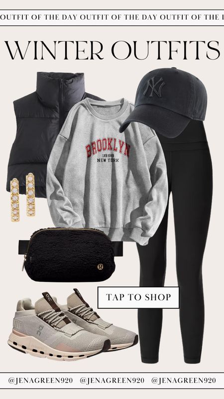 Winter Outfits | Casual Outfits | Travel Outfits | Lululemon Belt Bag | Baseball Hat | Sherpa Belt Bag | Graphic Sweatshirt | Puffer Vest 

#LTKHoliday #LTKstyletip #LTKfindsunder100