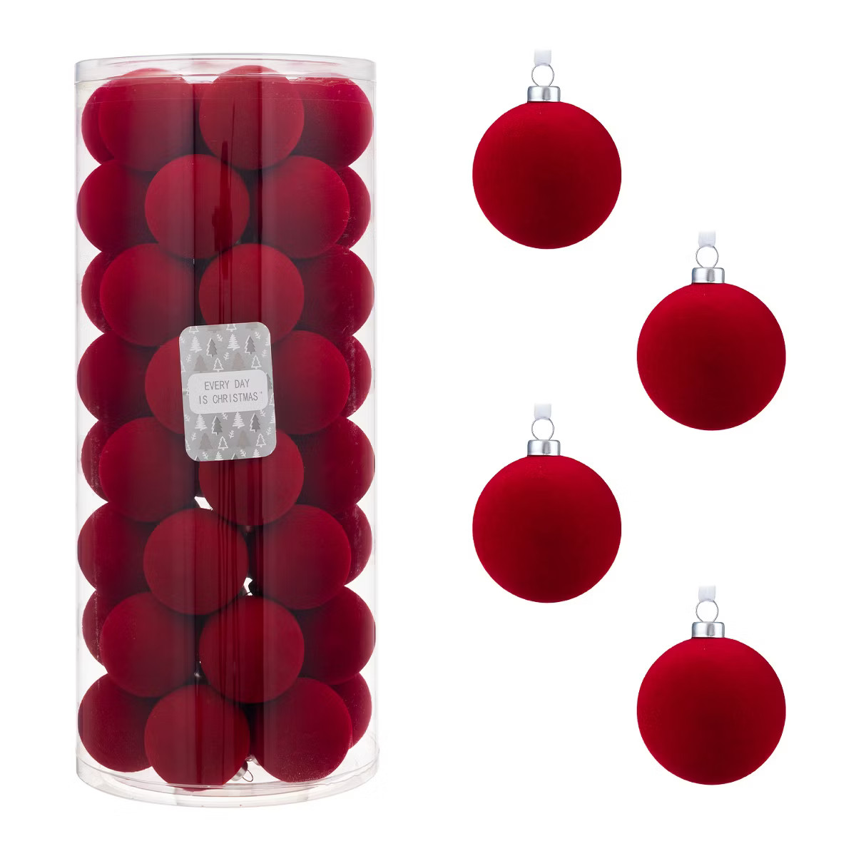 Every Day is Christmas Velvet 50ct 57cm/2.24" Christmas Ornaments, Shatterproof Christmas Tree Or... | Target