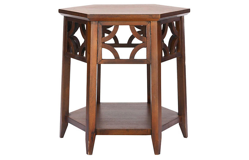 Silas Hexagonal Side Table, Dark Mahogany | One Kings Lane