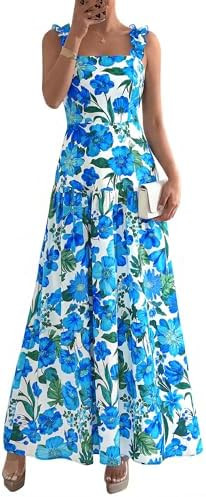 BTFBM Dresses for Women Summer 2026 Formal Sleeveless Smocked Floral Long Wedding Guest Dress Par... | Amazon (US)