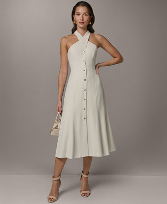 Women's Halter A-Line Sleeveless Midi Dress | Macy's